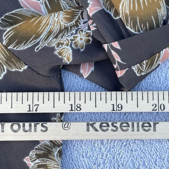 Sienna Sky Cold Shoulder Top Women's Size S Brown with Yellow Flowers Bow Sleeve - Picture 10 of 11